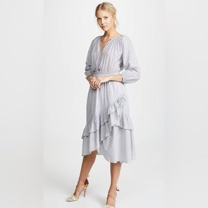 Ulla Johnson Oletha Gray & White Midi Dress